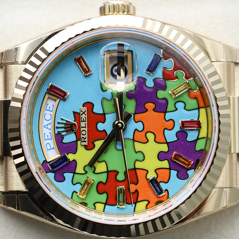 Rolex Day-Date 36mm "Puzzle Emoji" 128238 Gem-Set Enamel Dial