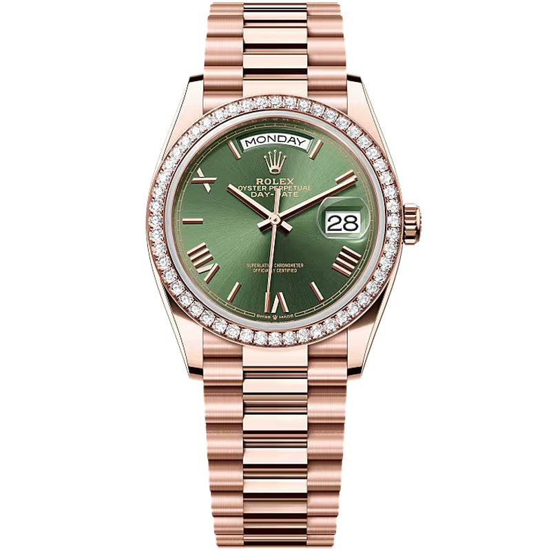 Rolex Day-Date 36mm 128345RBR Olive Green Dial