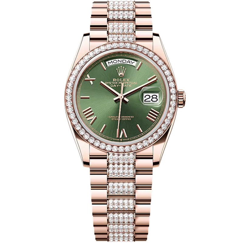 Rolex Day-Date 36mm 128345RBR Olive Green Dial