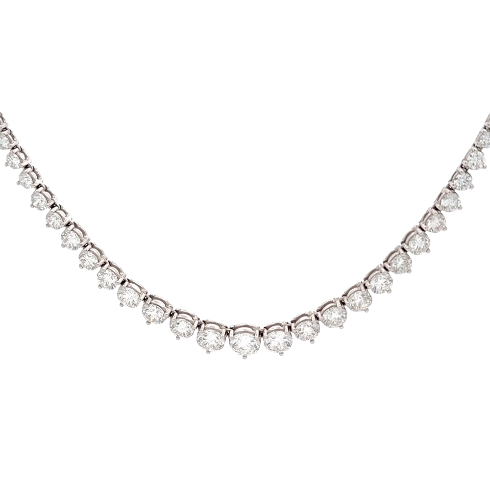 14K W 16.71CT LAB GROWN DIA GRADUATED NECKLACE 25.7G