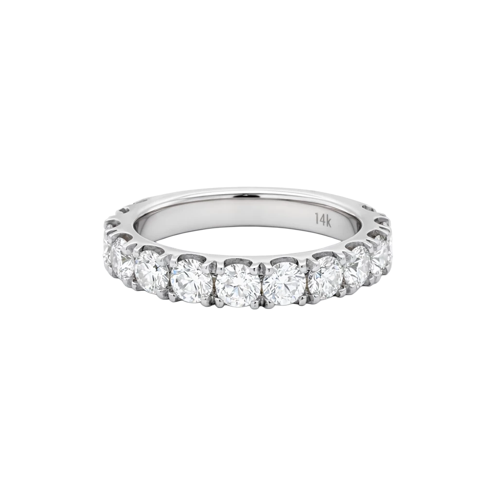 14KW 2.47cttw G VS1 13 natural round brilliant cut wedding Band