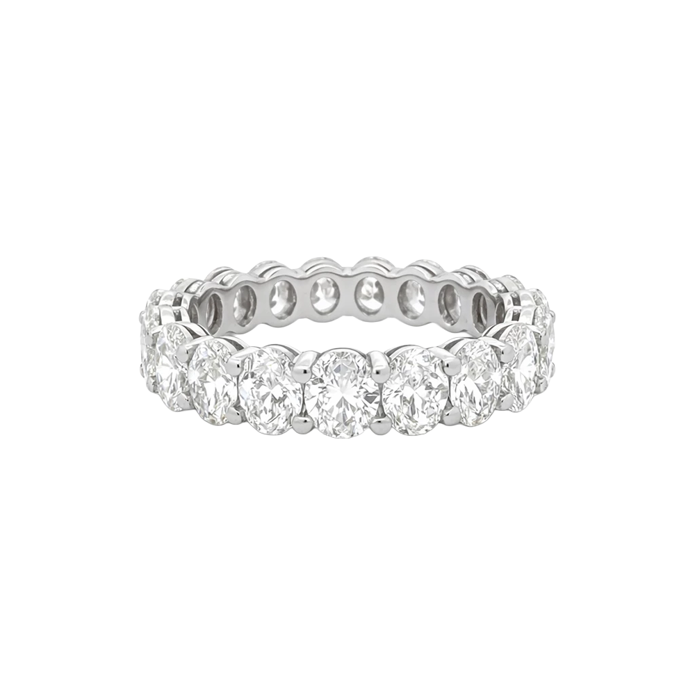 18KW 5.58cttw F VS 18 oval brilliant cut natural diamond Eternity Ring