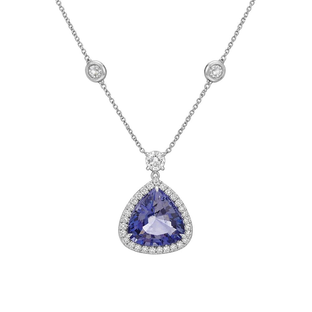 18K W 6.83CT IOLITE 2.12CT NTRL DIA NECKLACE