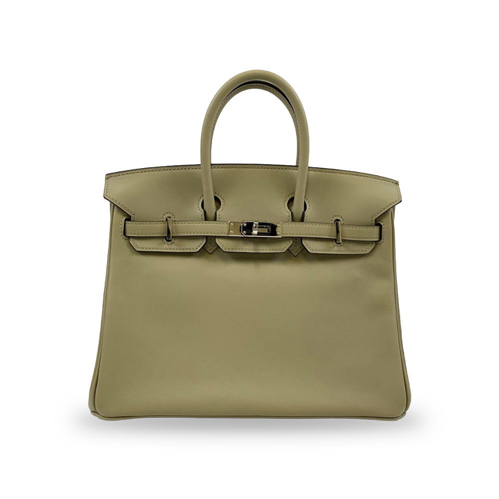 HERMÈS Birkin 25 Beige Swift Leather Bag Silver Hardware Pre-Owned