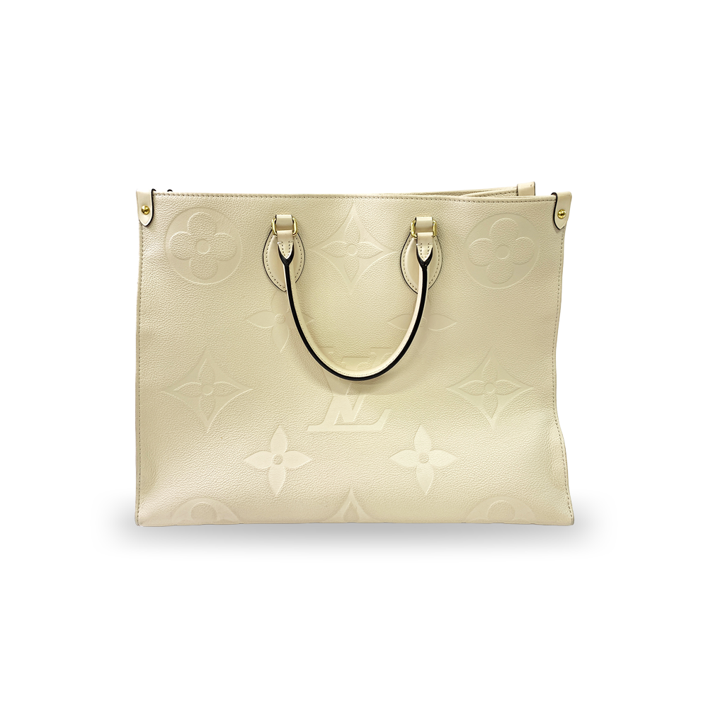 LOUIS VUITTON On The Go GM White Monogram Empreinte Leather Bag Pre-Owned