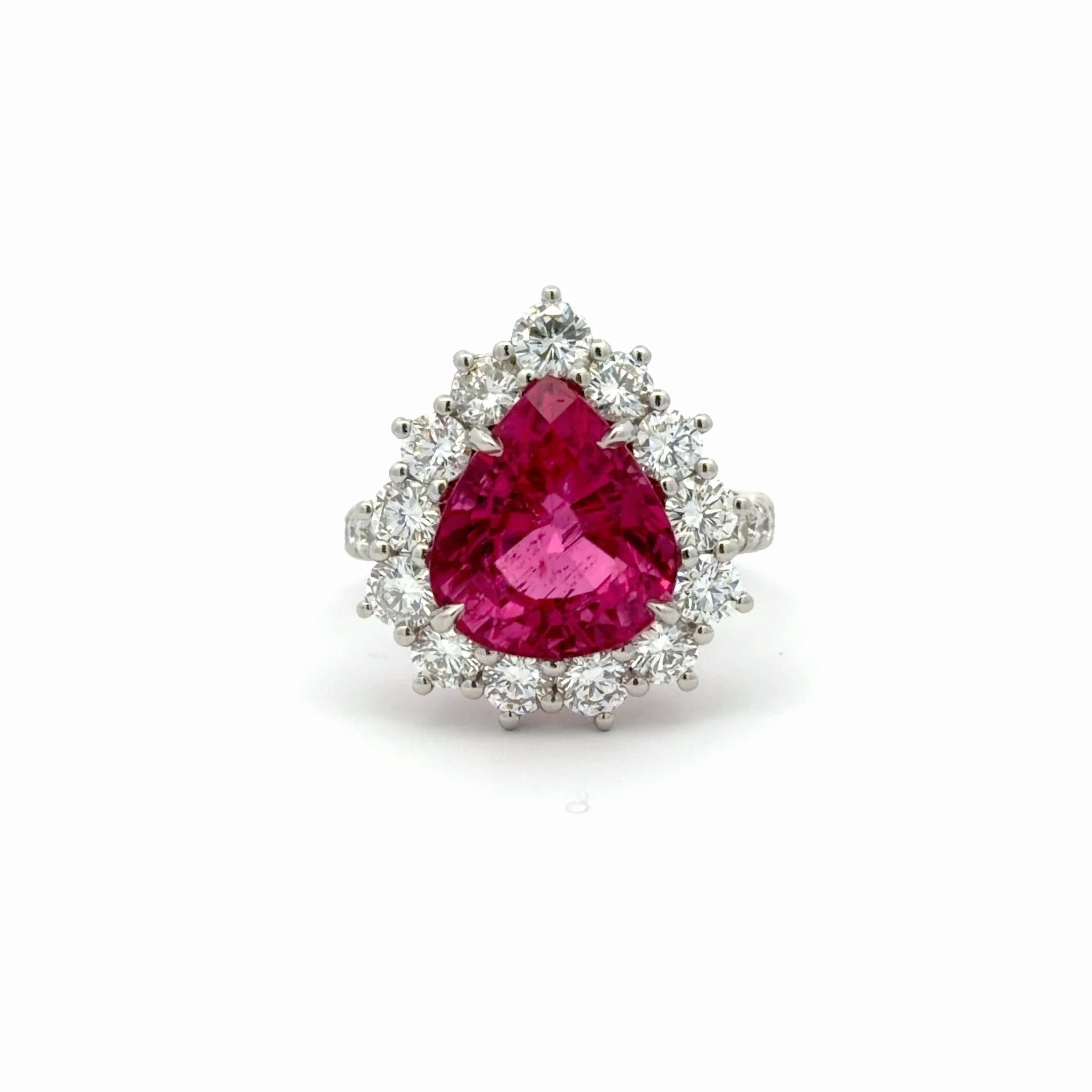 PLAT 6.06CT RUBELITE TOURM 2.05CT NTRL DIA RING 9.3G