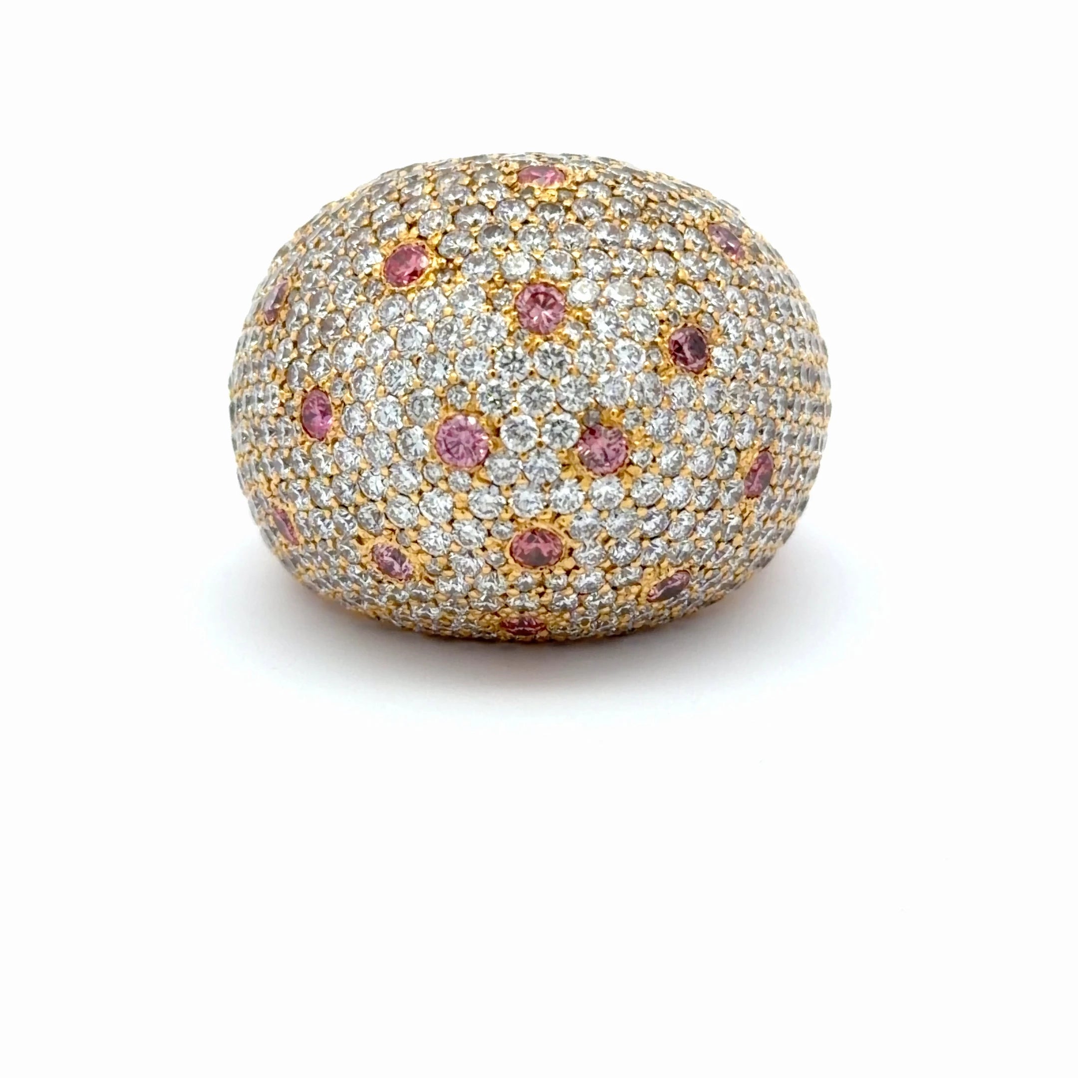 Round Brilliant Cut Diamond Yellow Gold Cocktail Ring