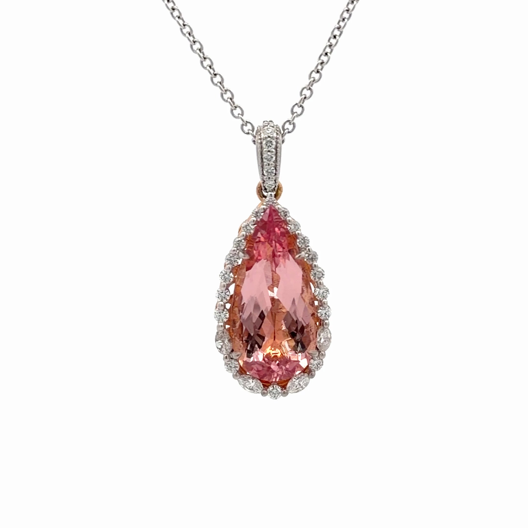 PLAT / 18K W 11CT MORGANITE 0.7CT NTRL DIA W/ 18KW NECKLACE