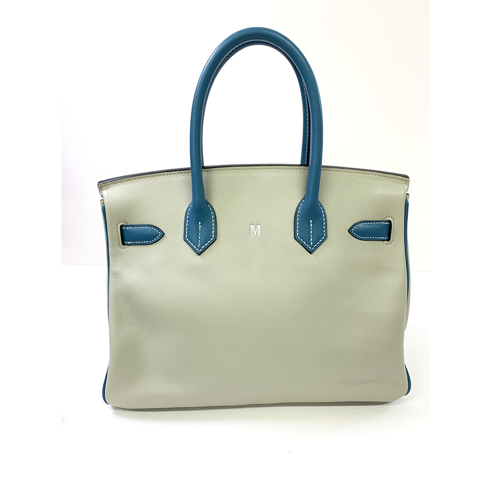 HERMES Birkin 30cm Swift Leather Bag Palladium Hardware Pre-Owned