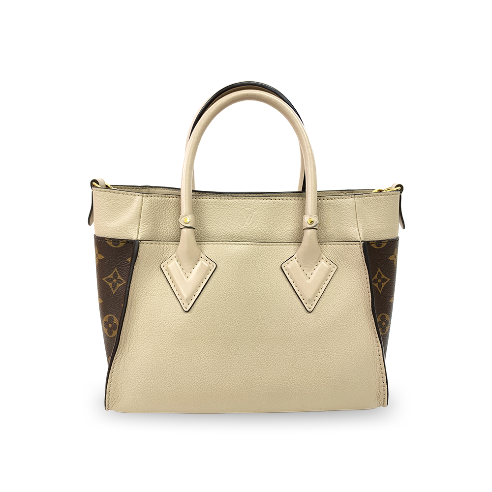 LOUIS VUITTON Tote Bag Greige Calf Leather Gold Hardware Pre-Owned
