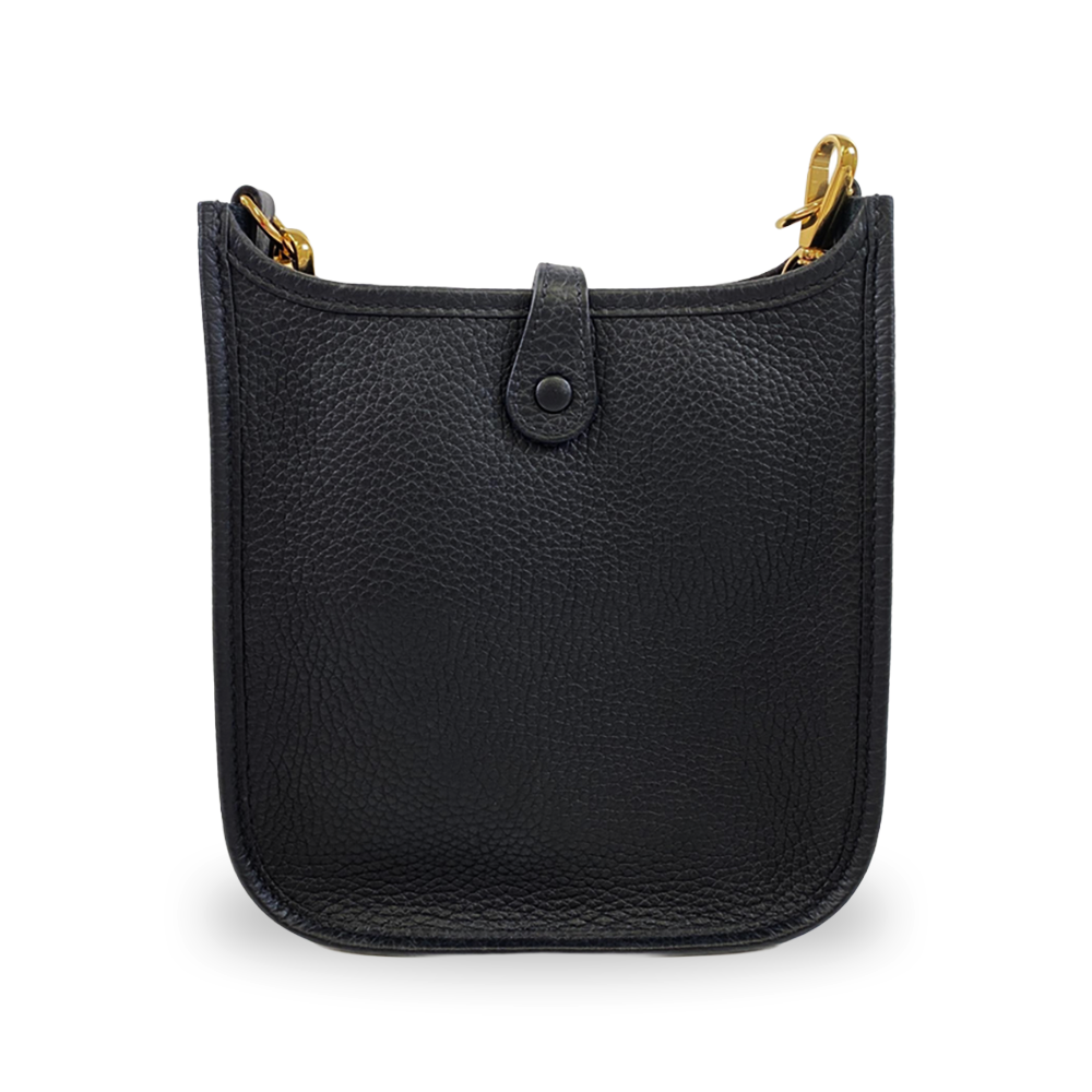 HERMÈS Evelyne TPM 16 Black Taurillon Leather Shoulder Bag 16cm Gold Hardware Pre-Owned