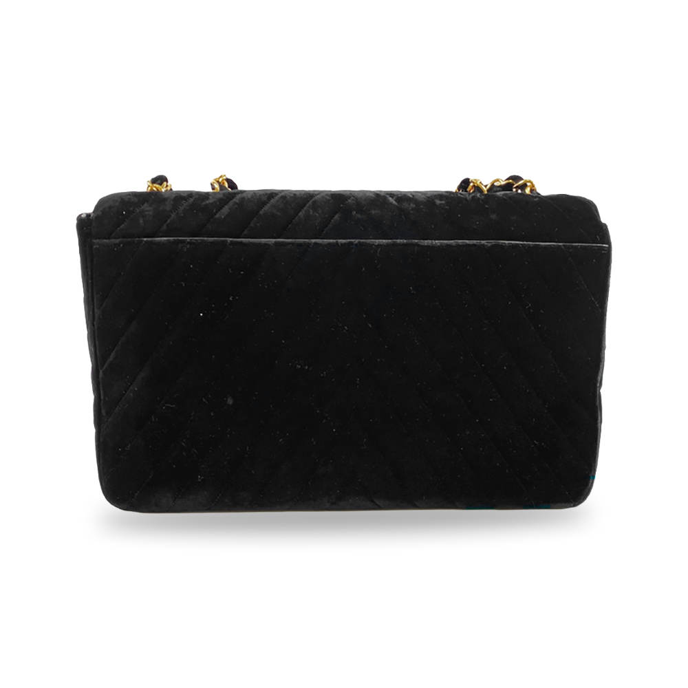 CHANEL Classic Chevron Large Velvet Flap Bag