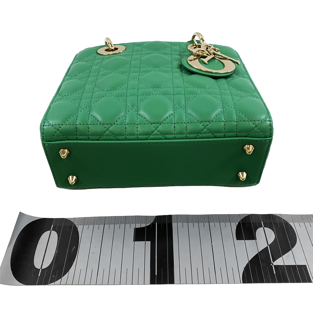 CHRISTIAN DIOR Lady Dior Green Cannage Lambskin Bag Pre-Owned