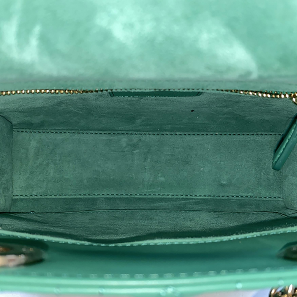 CHRISTIAN DIOR Lady Dior Green Cannage Lambskin Bag Pre-Owned