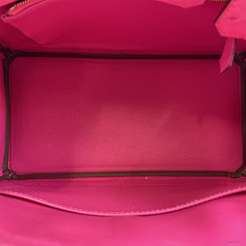 HERMÈS Birkin 25 Pink Ostrich Leather Bag Rose Gold Hardware Pre-Owned