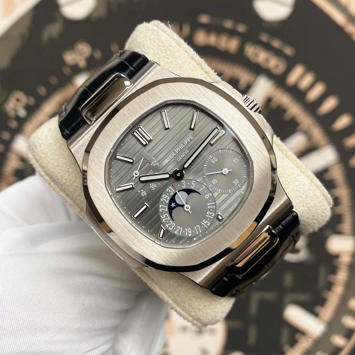 Patek Philippe Nautilus Moon Phases 40mm 5712G Slate Grey Dial - Gotham Trading