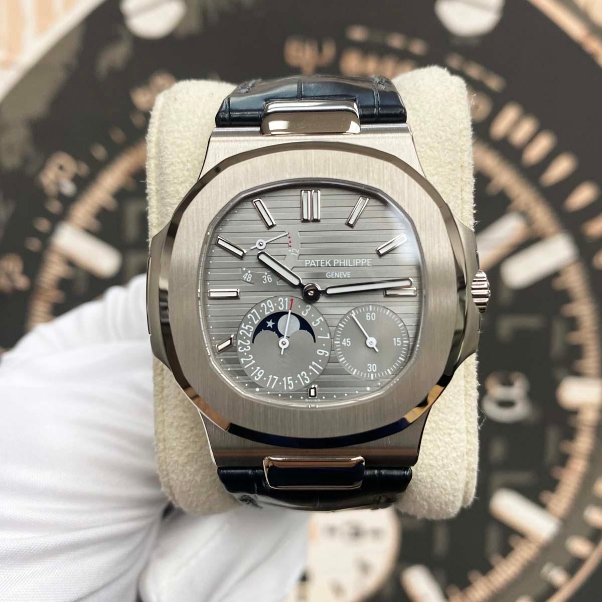 Patek Philippe Nautilus Moon Phases 40mm 5712G Slate Grey Dial - Gotham Trading