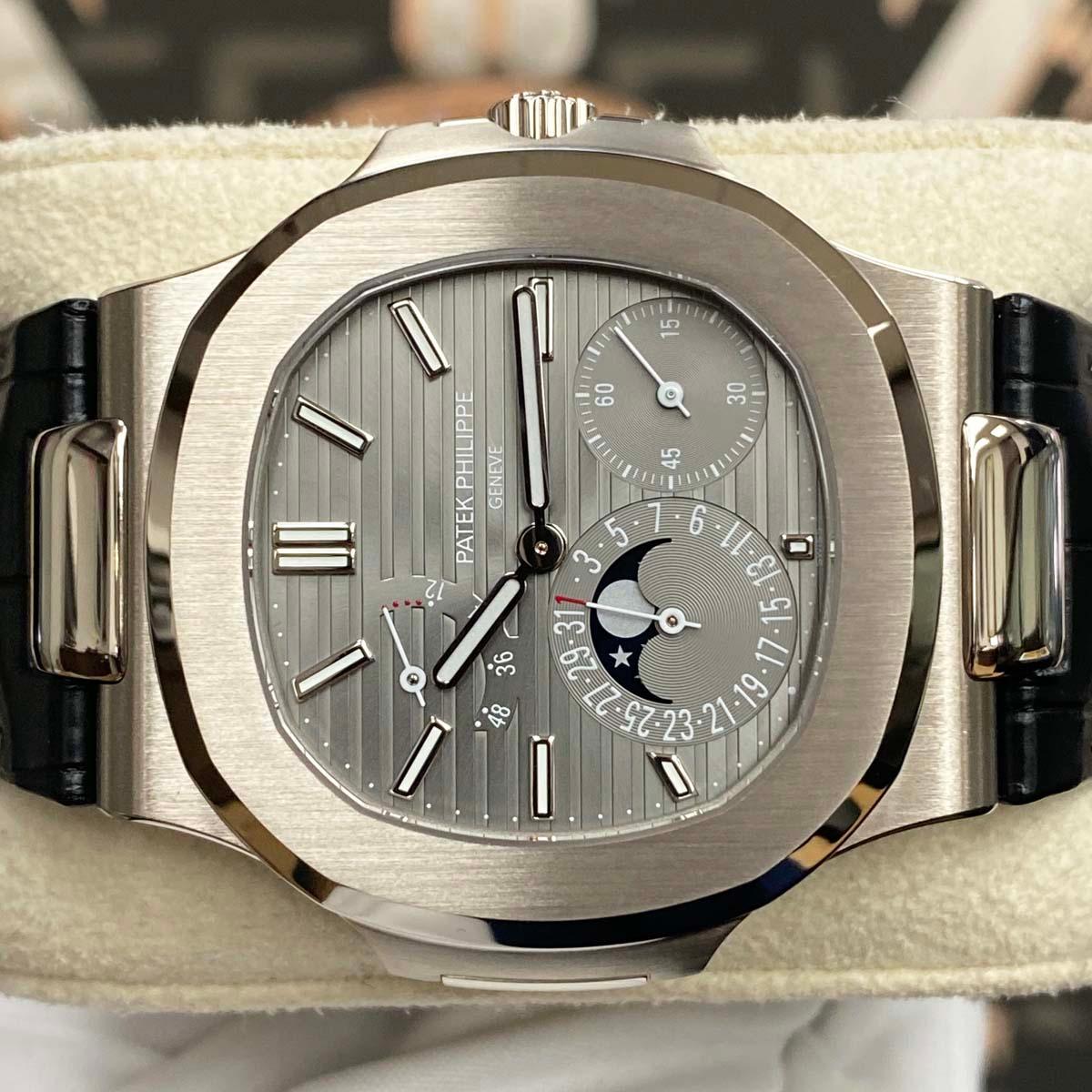 Patek Philippe Nautilus Moon Phases 40mm 5712G Slate Grey Dial - Gotham Trading