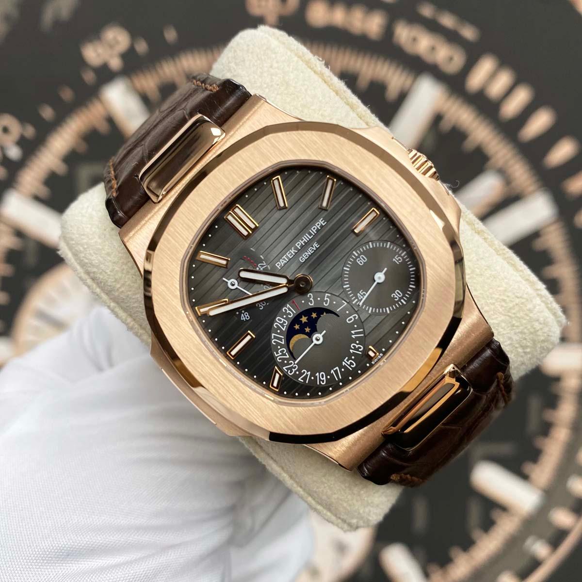 Patek Philippe Nautilus Moon Phase 40mm 5712R Black Dial Pre-Owned - Gotham Trading