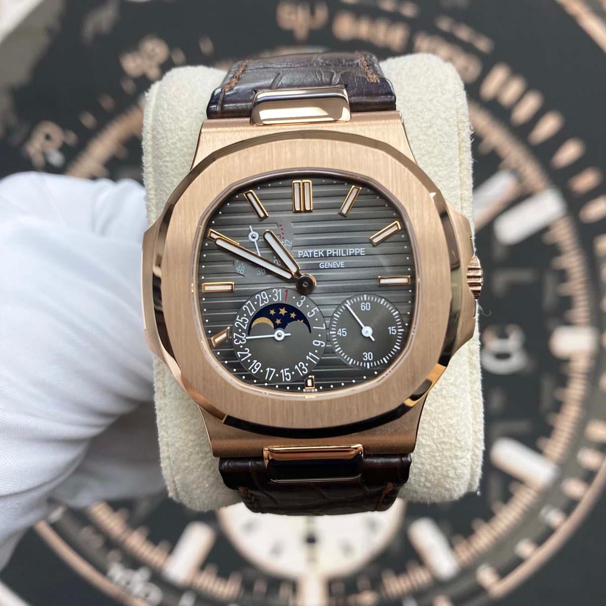 Patek Philippe Nautilus Moon Phase 40mm 5712R Black Dial Pre-Owned - Gotham Trading