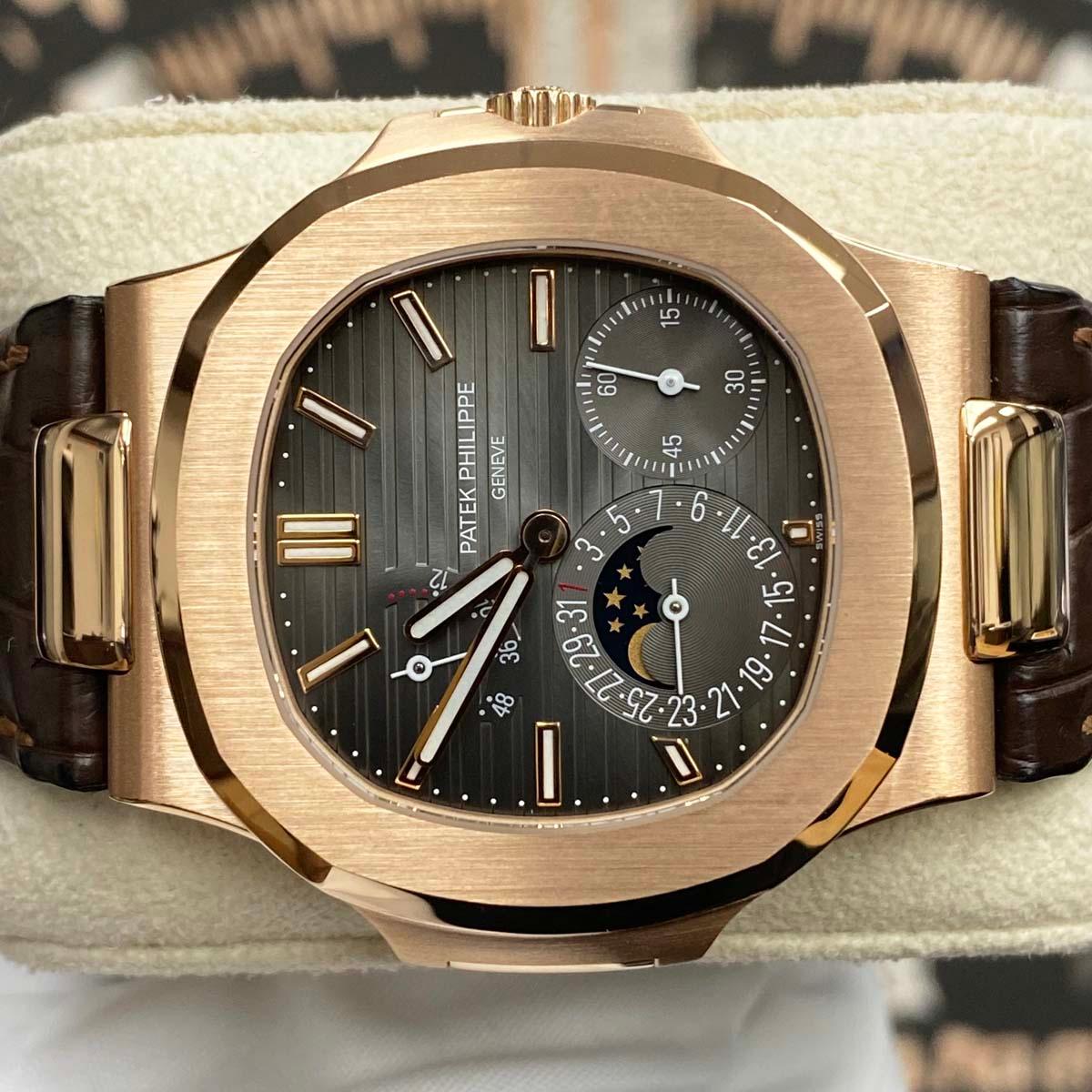 Patek Philippe Nautilus Moon Phase 40mm 5712R Black Dial Pre-Owned - Gotham Trading