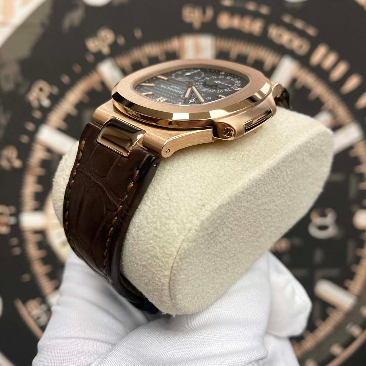Patek Philippe Nautilus Moon Phase 40mm 5712R Black Dial Pre-Owned - Gotham Trading