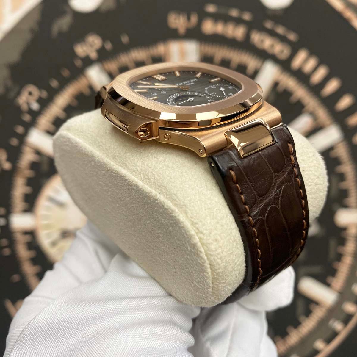 Patek Philippe Nautilus Moon Phase 40mm 5712R Black Dial Pre-Owned - Gotham Trading