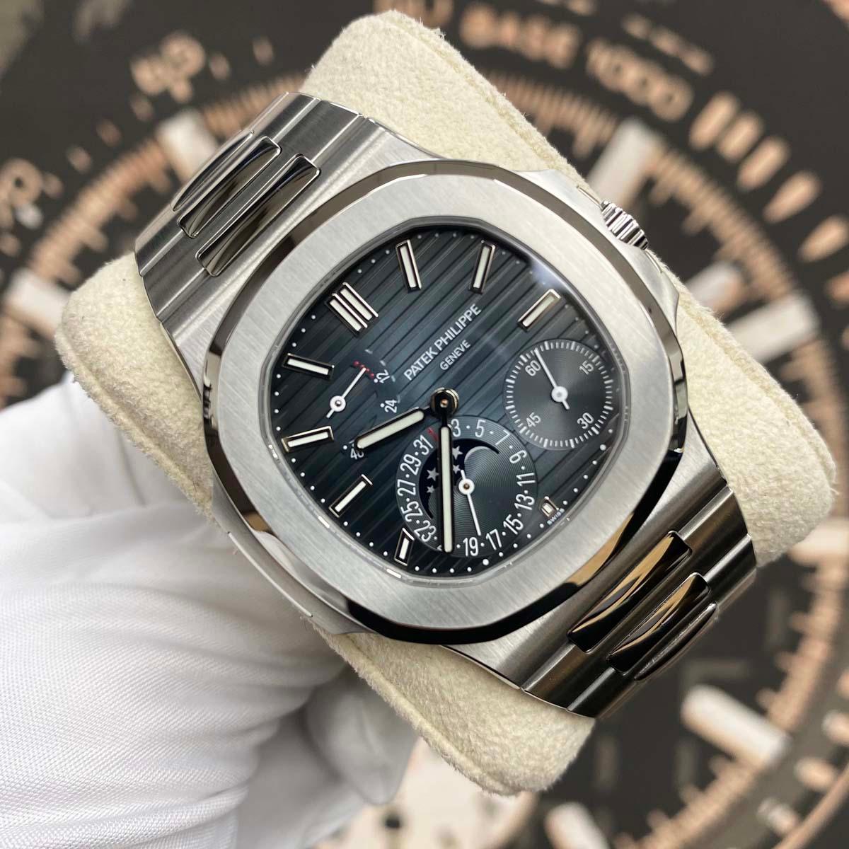 Patek Philippe Nautilus Moon Phases 40mm 5712/1A Blue Dial Pre-Owned - Gotham Trading