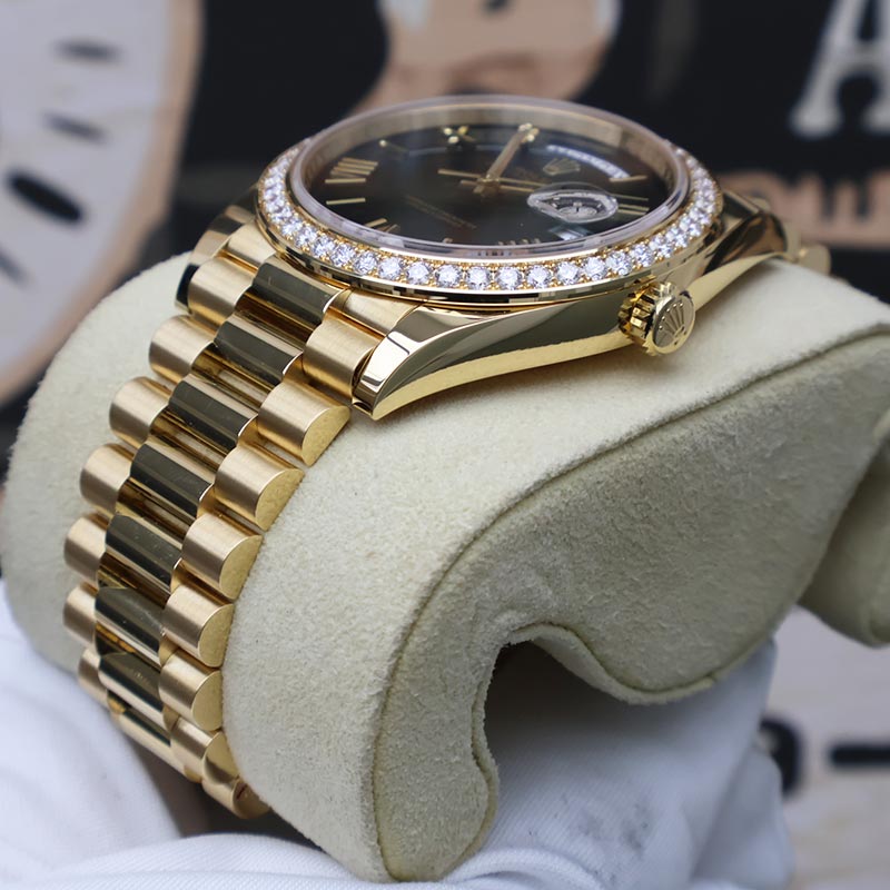 Rolex Day-Date 40 Green Ombré Roman Numeral Dial Diamond Bezel 228348RBR