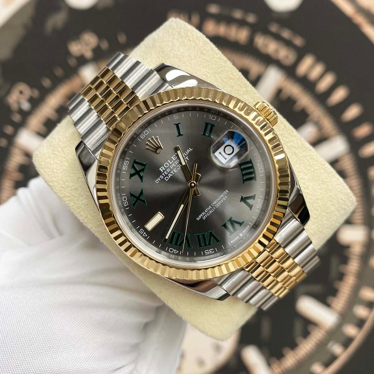 Rolex Datejust 41mm Slate Roman Numeral Dial Fluted Bezel 126333 Pre-Owned - Gotham Trading