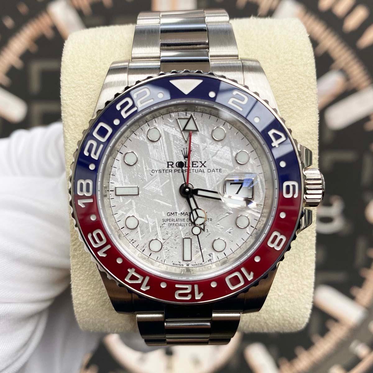 Rolex GMT-Master II "Pepsi" 40mm 126719BLRO White Gold Meteorite Dial Pre-Owned - Gotham Trading