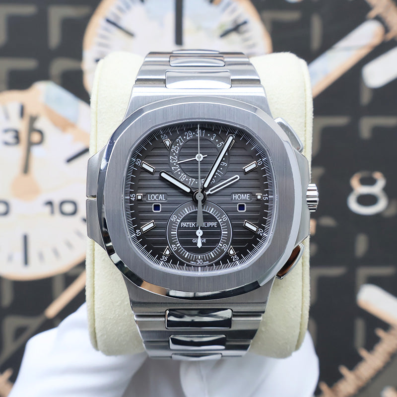 Patek Philippe Nautilus Travel Time Chronograph 40mm 5990/1A Black Dial 2017 Pre-Owned