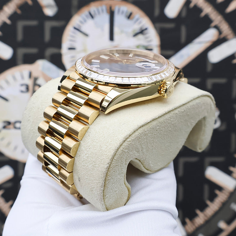 Rolex Day-Date 40 Presidential 228398TBR Black Baguette Dial / Baguette Bezel