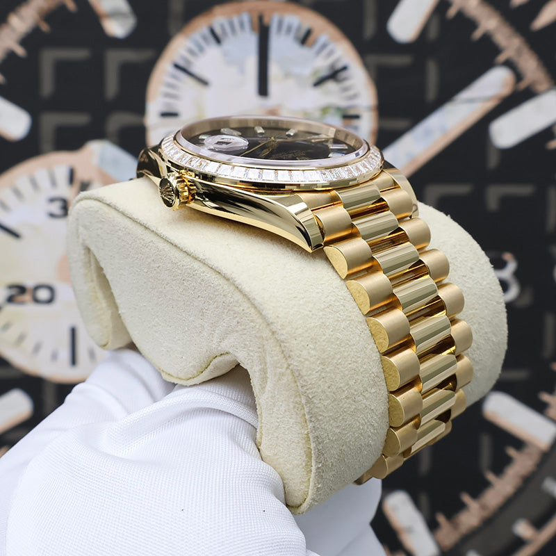 Rolex Day-Date 40 Presidential 228398TBR Black Baguette Dial / Baguette Bezel