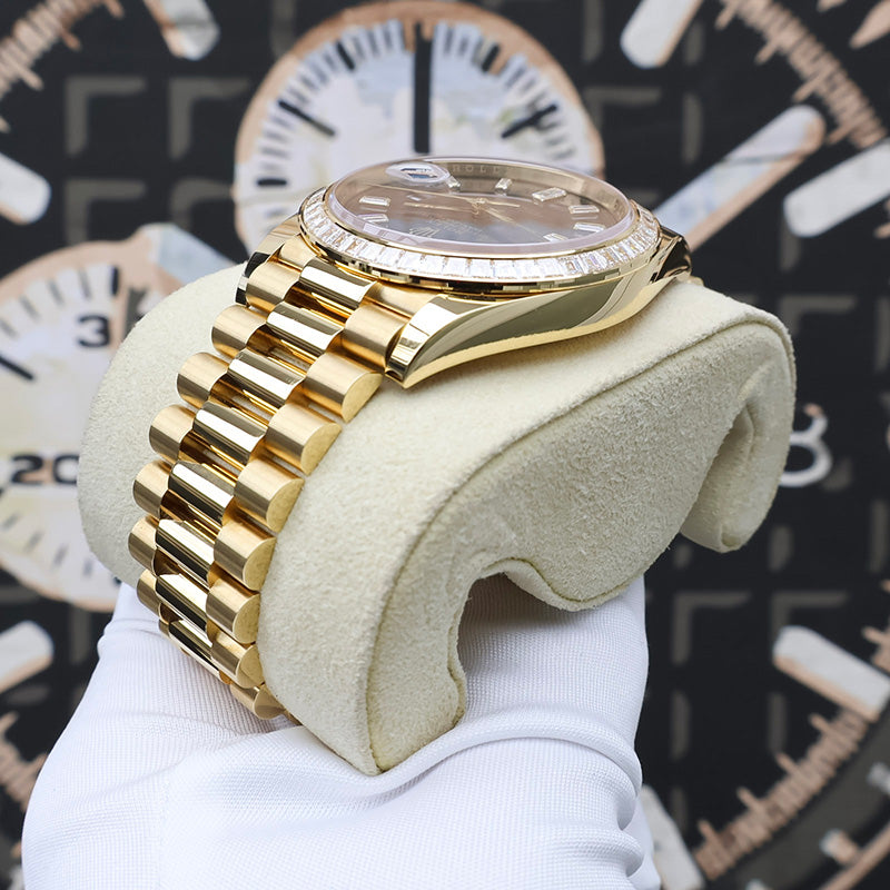 Rolex Day-Date 40 Presidential 228398TBR Black Baguette Dial / Baguette Bezel