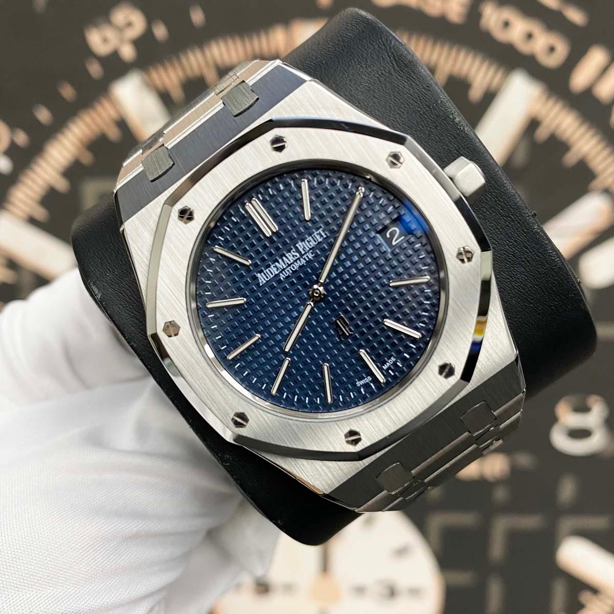 Audemars Piguet Royal Oak Jumbo Extra-Thin 39mm 15202ST.OO.1240ST.01 Blue Dial Pre-Owned - Gotham Trading