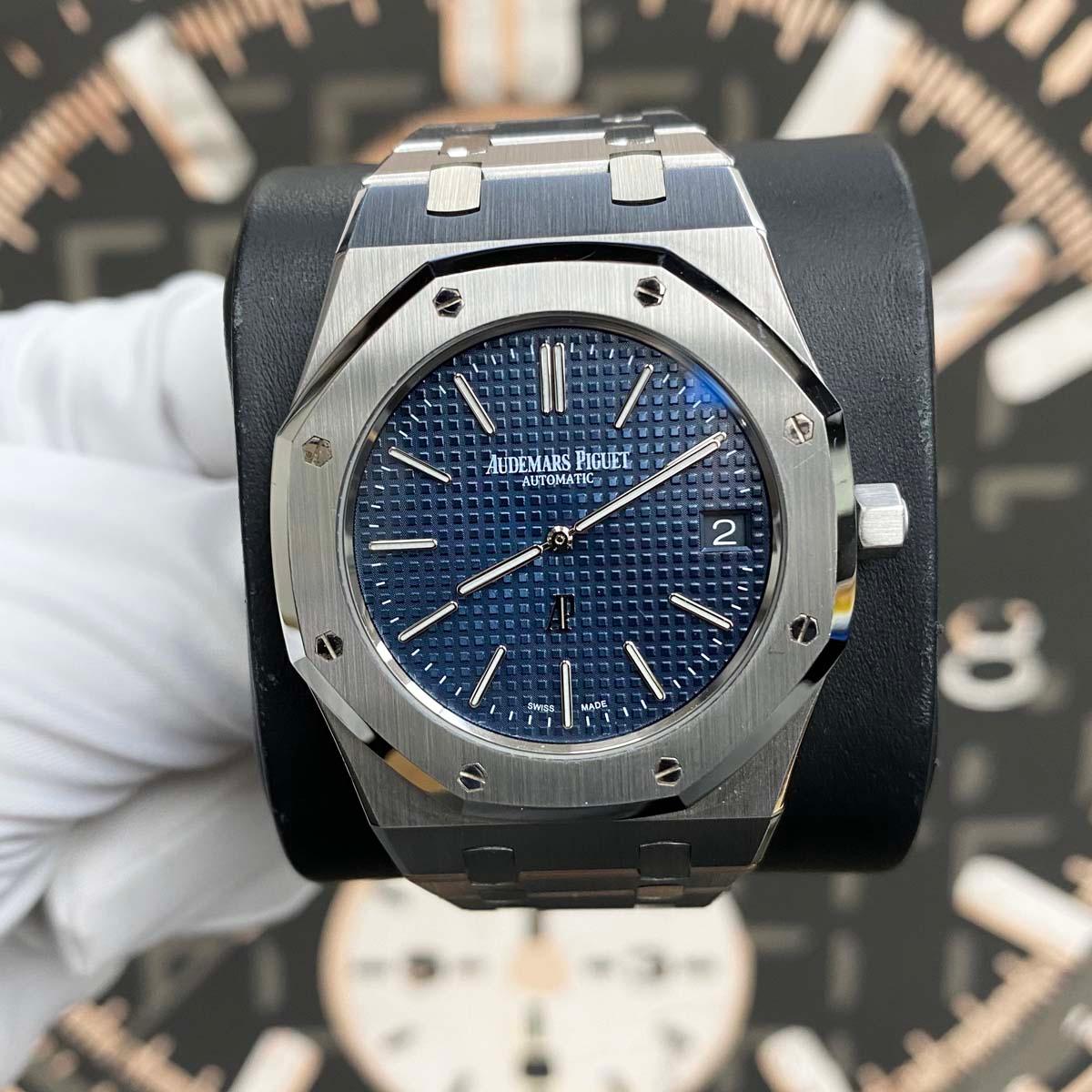 Audemars Piguet Royal Oak Jumbo Extra-Thin 39mm 15202ST.OO.1240ST.01 Blue Dial Pre-Owned - Gotham Trading