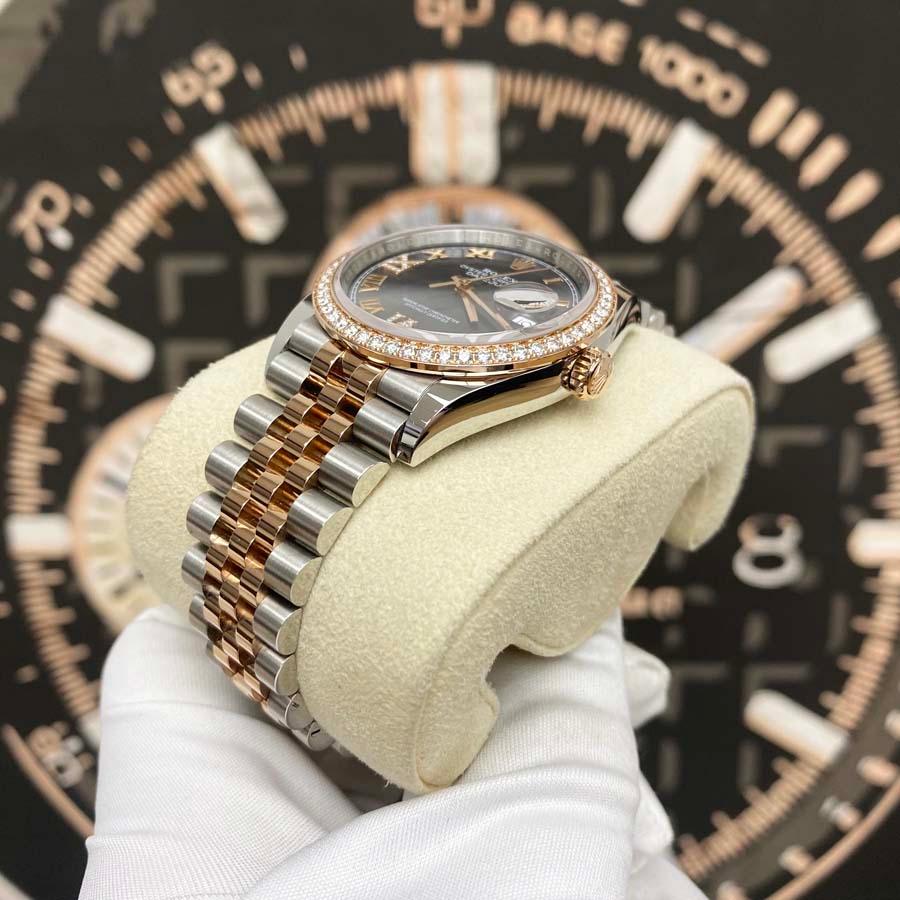 Rolex Datejust Slate Roman Numeral Dial Diamond Bezel 36mm 126281RBR MINT Pre-Owned - Gotham Trading
