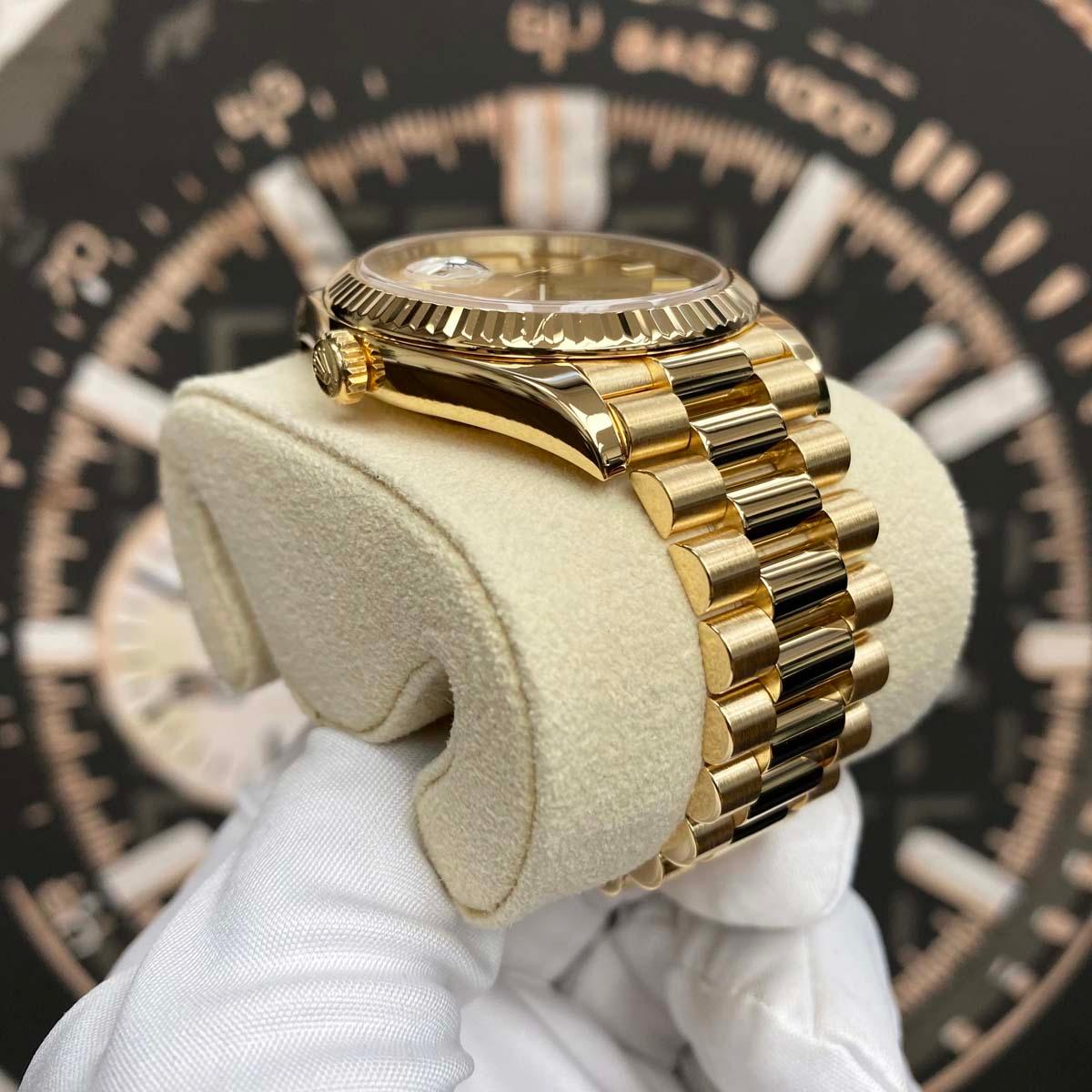 Rolex Day-Date 40 228238 Fluted Bezel Champagne Index Dial Pre-Owned - Gotham Trading
