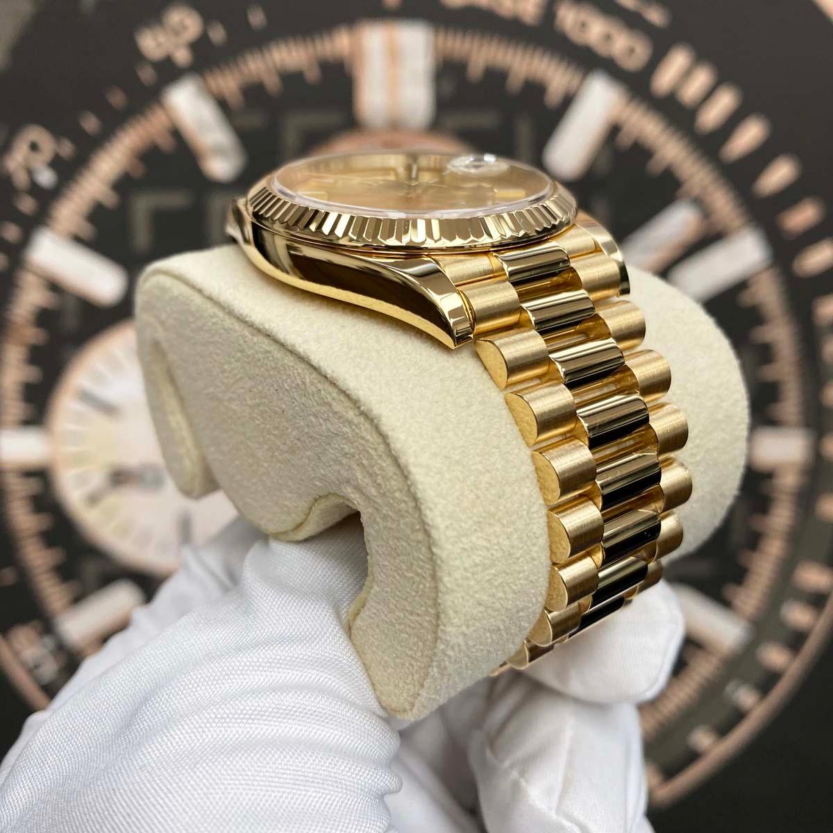Rolex Day-Date 40 228238 Fluted Bezel Champagne Index Dial Pre-Owned - Gotham Trading