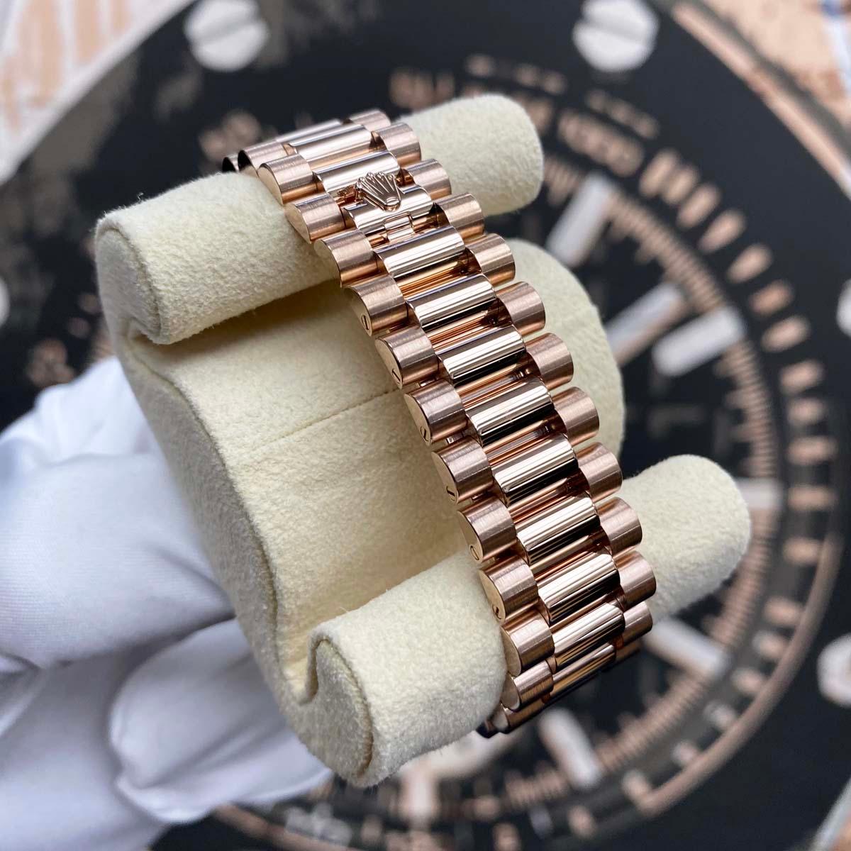 Rolex Day-Date 40 Presidential 228235 Fluted Bezel Baguette Chocolate Dial Pre-Owned - Gotham Trading