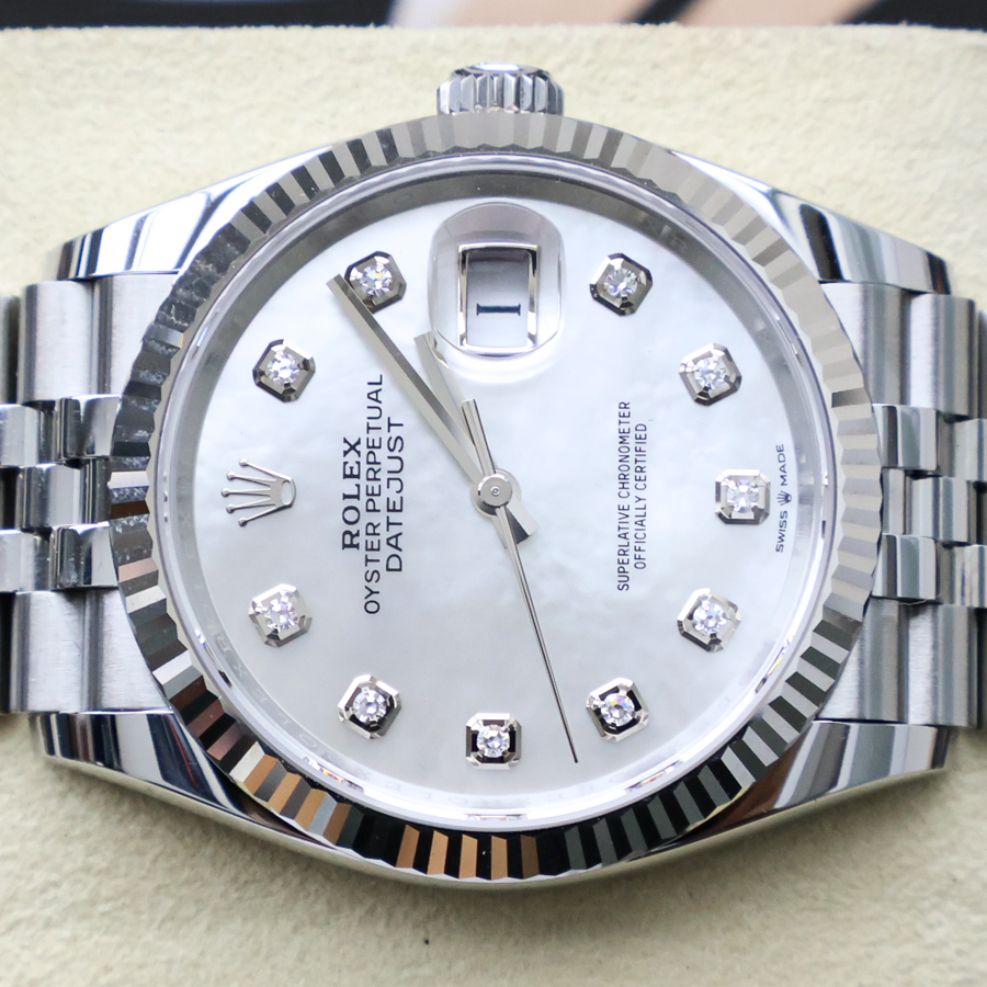 Rolex 2025 Datejust 36mm Mother Of Pearl Diamond Dial Fluted Bezel 126234