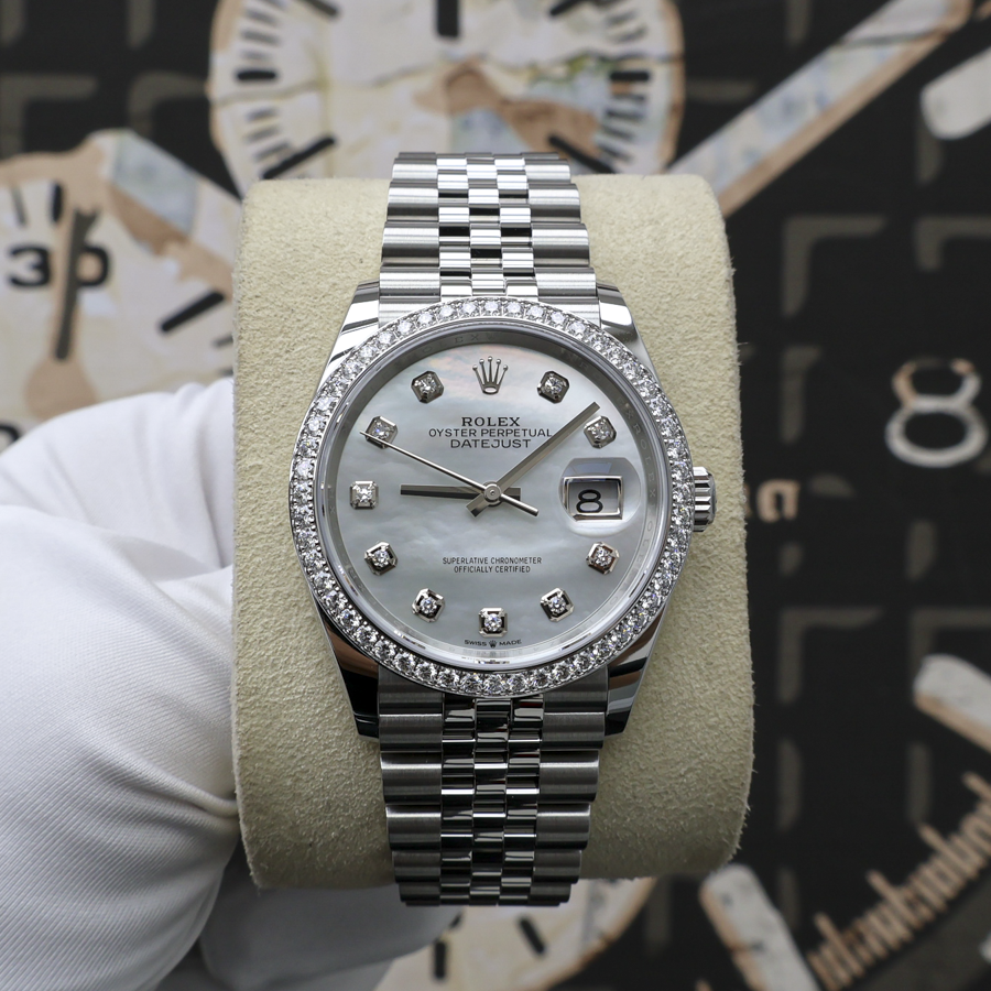 Rolex 2025 Datejust 36mm Mother Of Pearl Diamond Dial Diamond Bezel 126284RBR