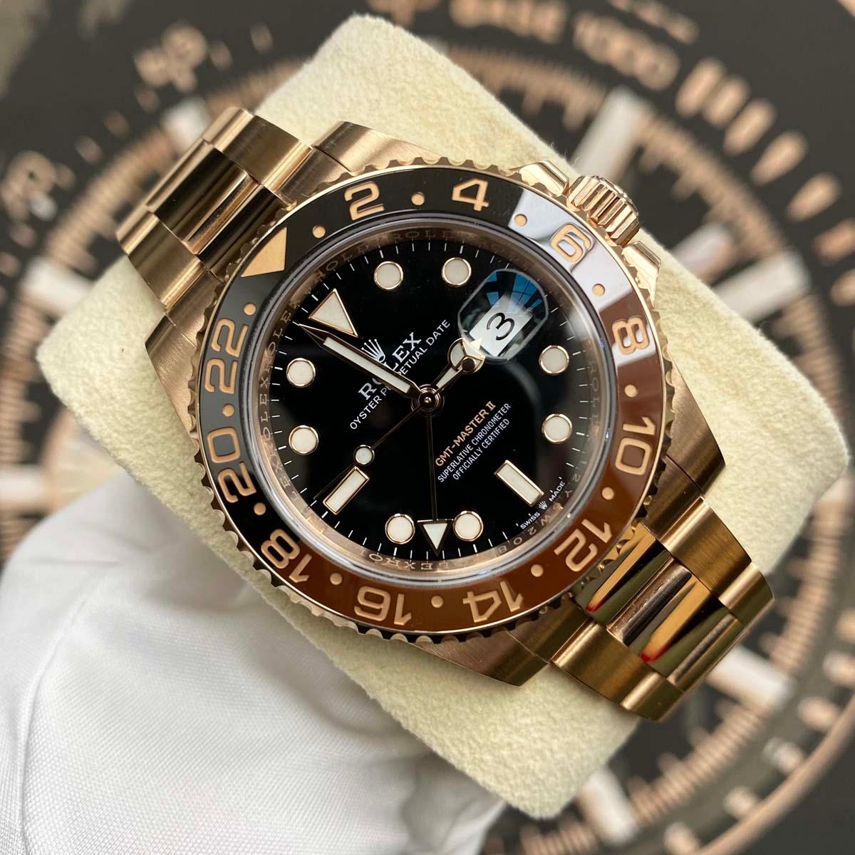Rolex GMT-Master II Rootbeer 40mm 126715CHNR Black Dial Pre-Owned - Gotham Trading