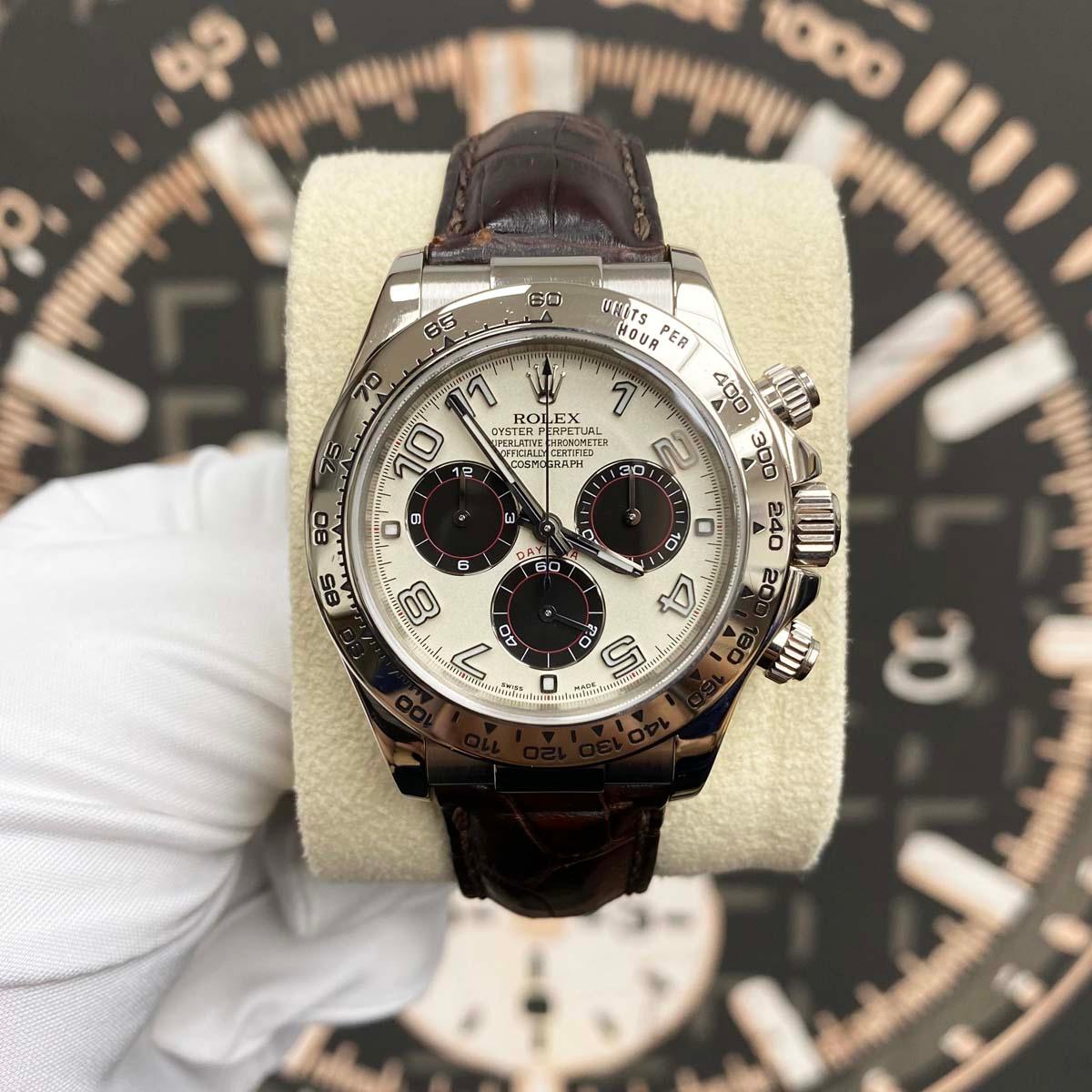 Rolex Daytona 40mm 116519 White Gold Panda Cream Racing Dial Pre-Owned - Gotham Trading