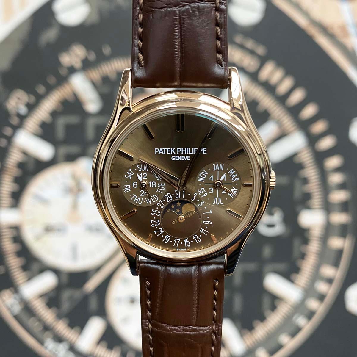 Patek Philippe Grand Complications Perpetual Calendar Moon Phase 37mm 5140R Brown Dial Pre-Owned - Gotham Trading