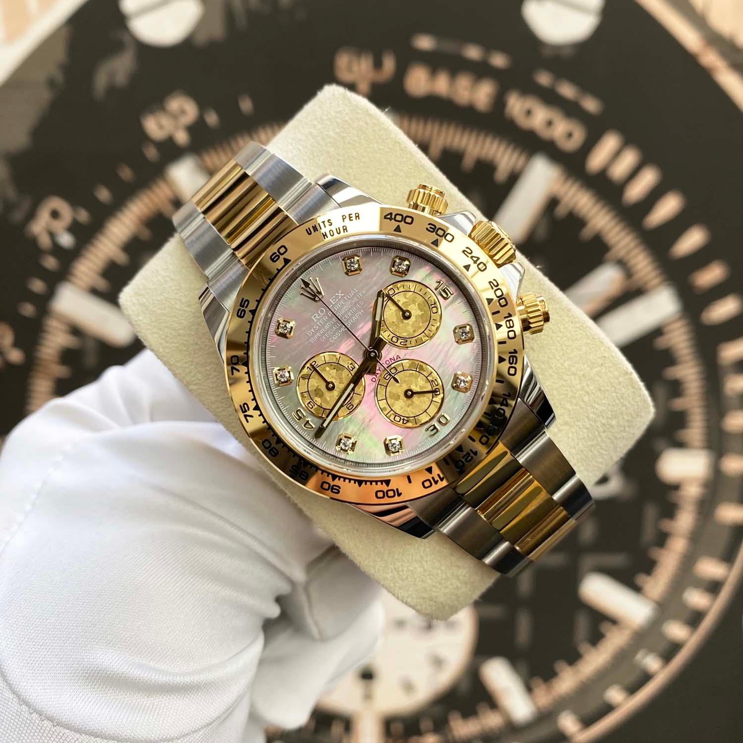 Rolex Daytona 40mm 116503 Black Mother Of Pearl Diamond Dial MINT - Gotham Trading