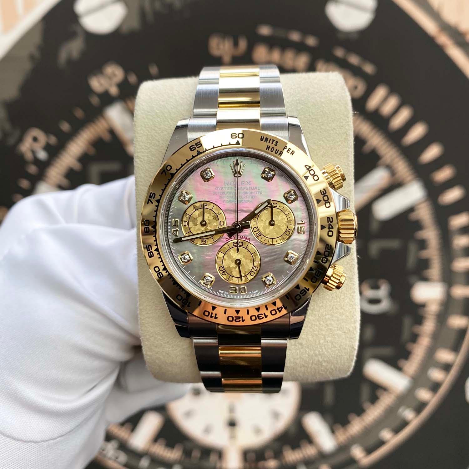 Rolex Daytona 40mm 116503 Black Mother Of Pearl Diamond Dial MINT - Gotham Trading