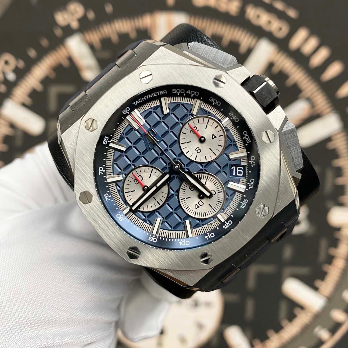 Audemars Piguet Royal Oak Offshore Chronograph 43mm 26420TI Blue Dial UNWORN - Gotham Trading