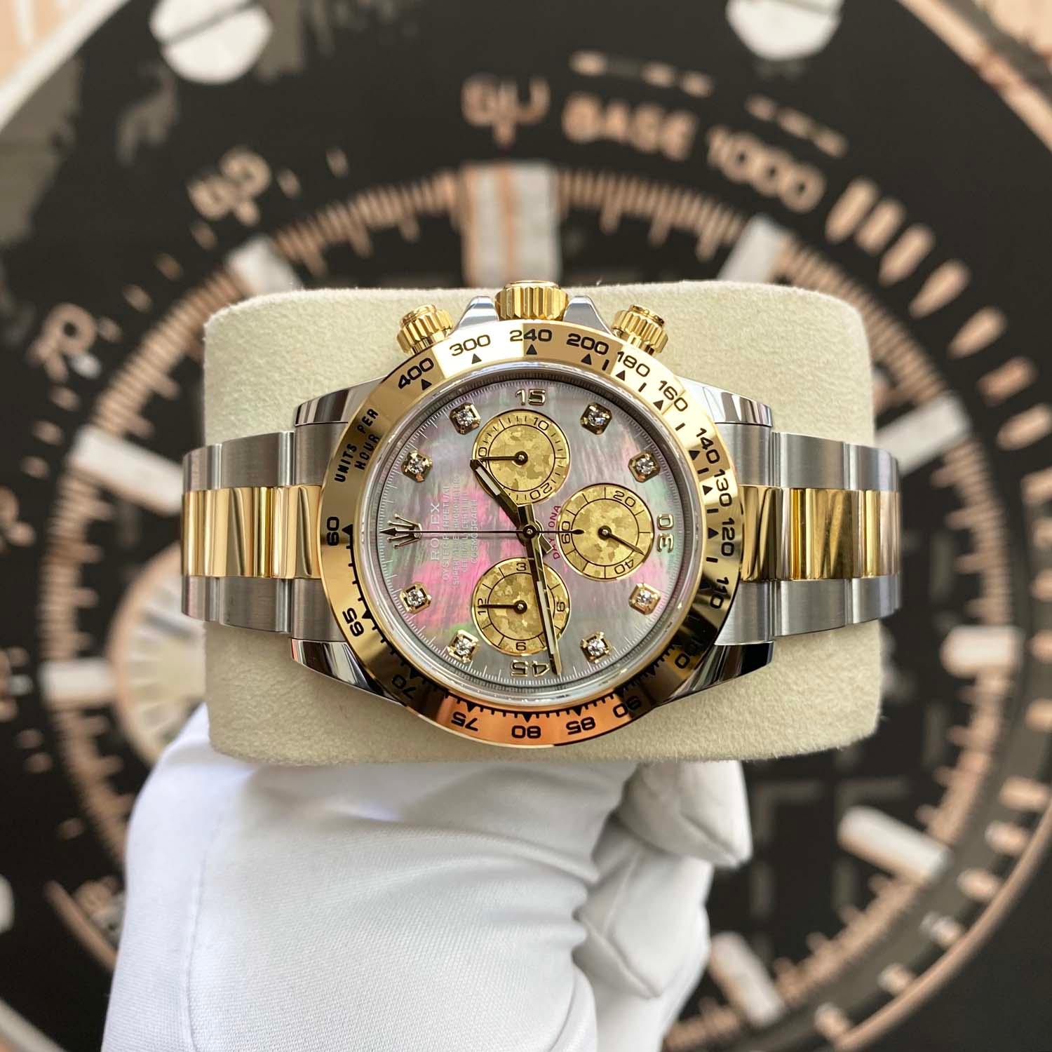 Rolex Daytona 40mm 116503 Black Mother Of Pearl Diamond Dial MINT - Gotham Trading